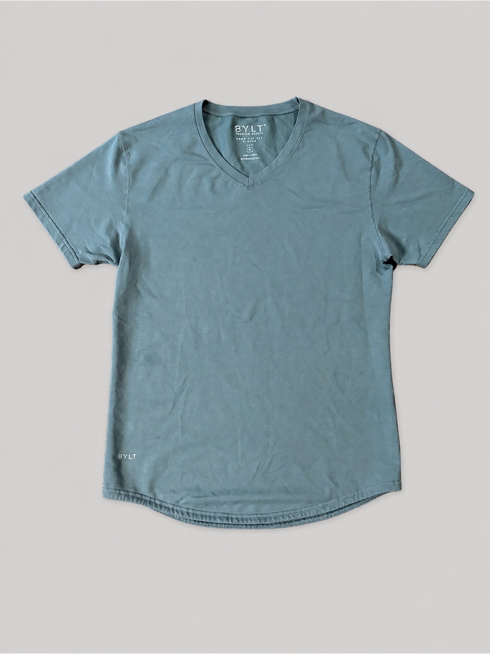 BYLT Premium Basics Drop-Cut V-Neck LUX T-Shirt Men’s Medium Green